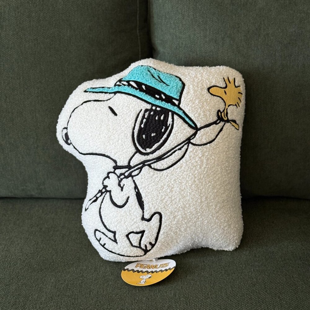 Peanuts Snoopy and Woodstock Summer Sherpa Throw Pillow | Decorative pillow